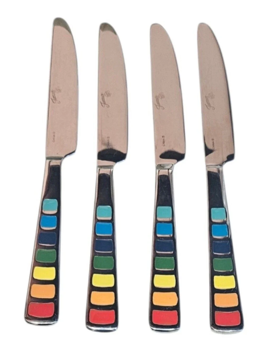 Lot Of 4 Fiestaware Masquerade Dinner Knives Stainless Enamel Replacements
